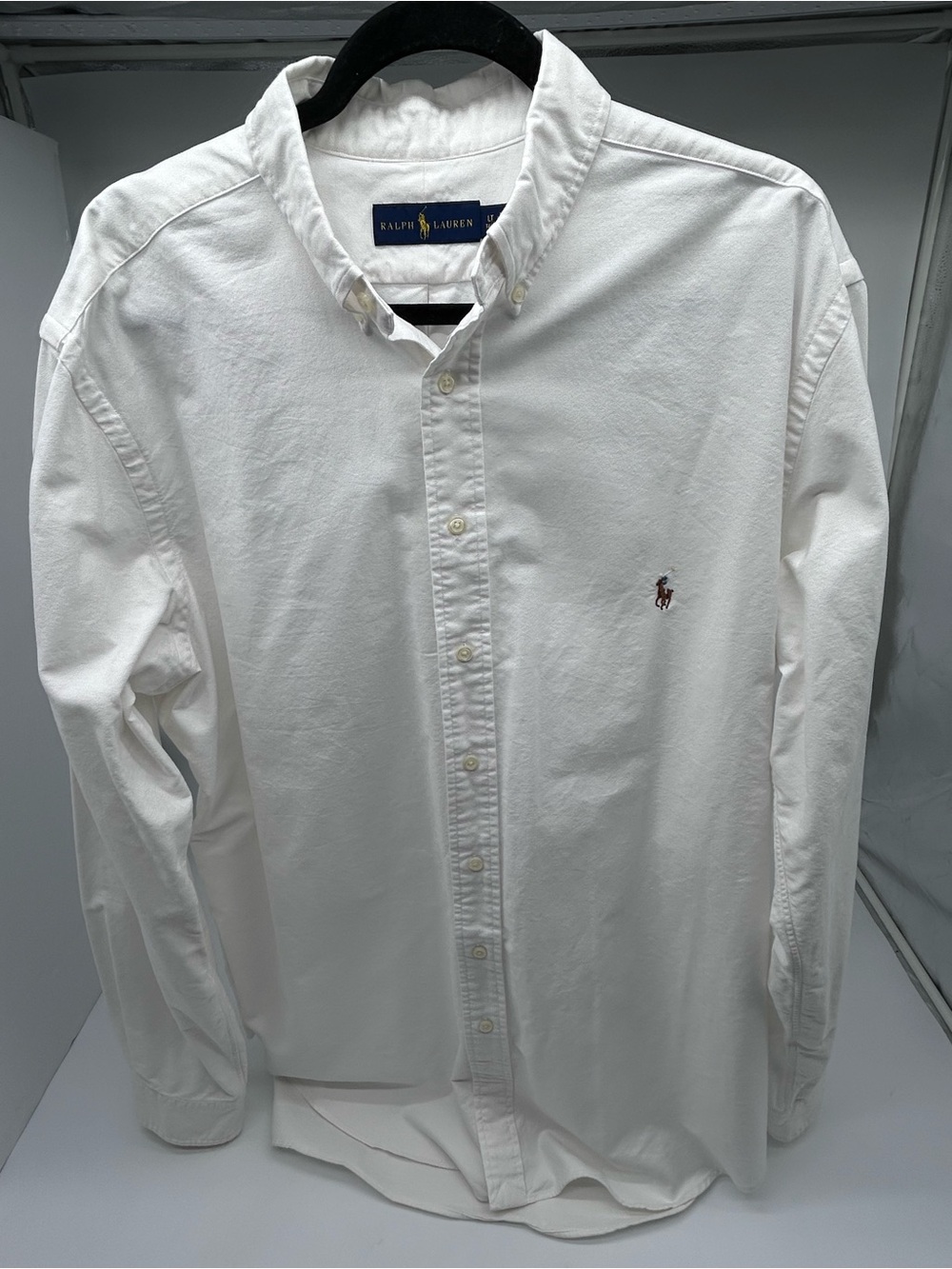 Ralph Lauren Men’s Classic Button-Down Oxford Shirt – White 100% Cotton Large T